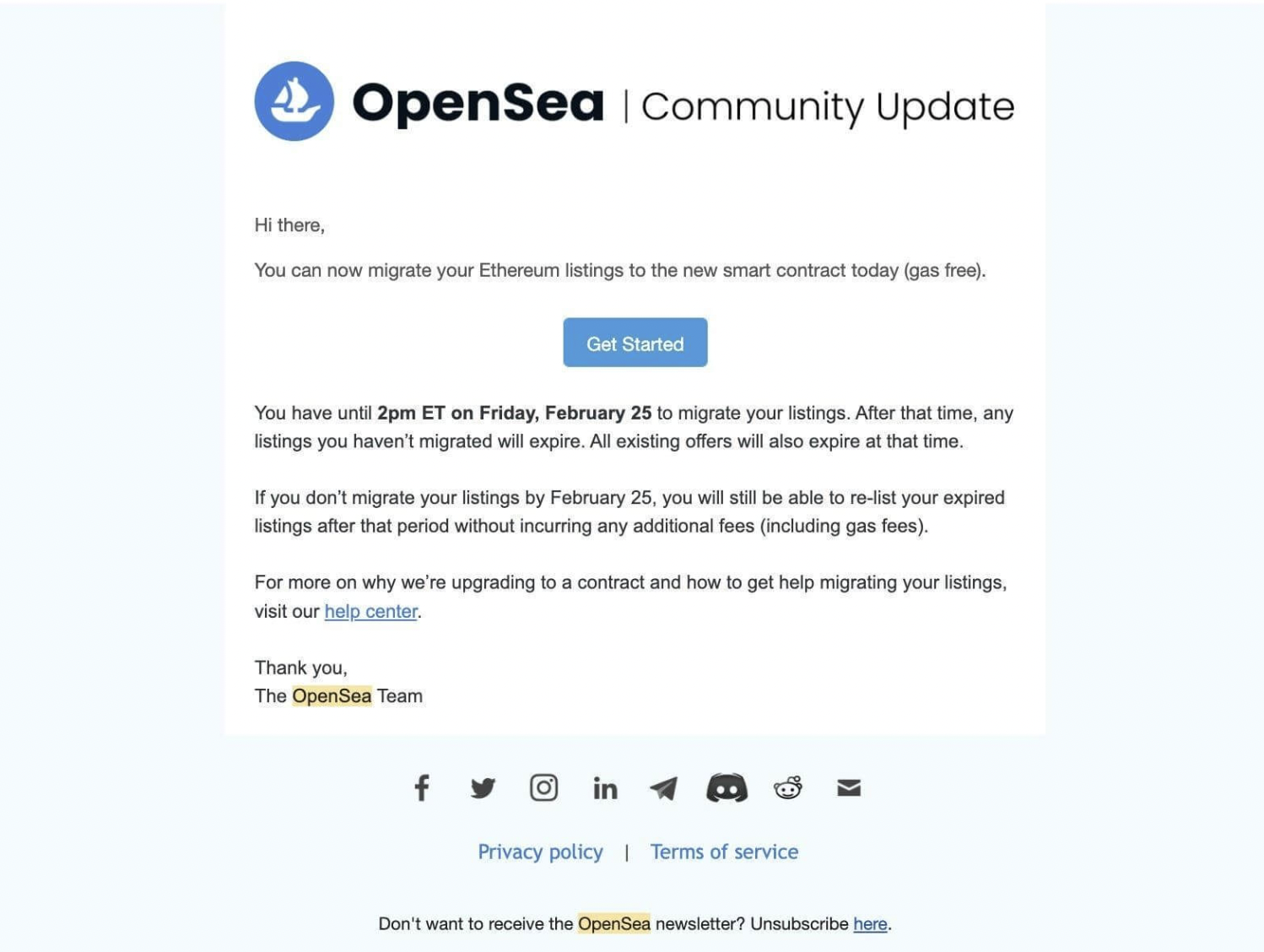OpenSea Phishing Email: Example of a phishing email targeting OpenSea users