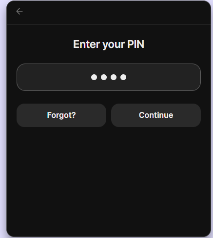 Enter PIN for import