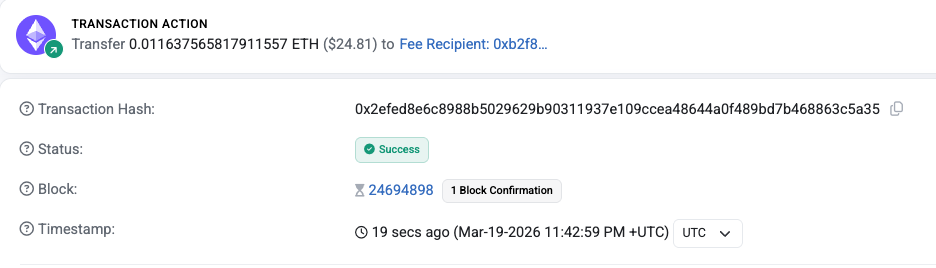 Example transaction overview on a block explorer